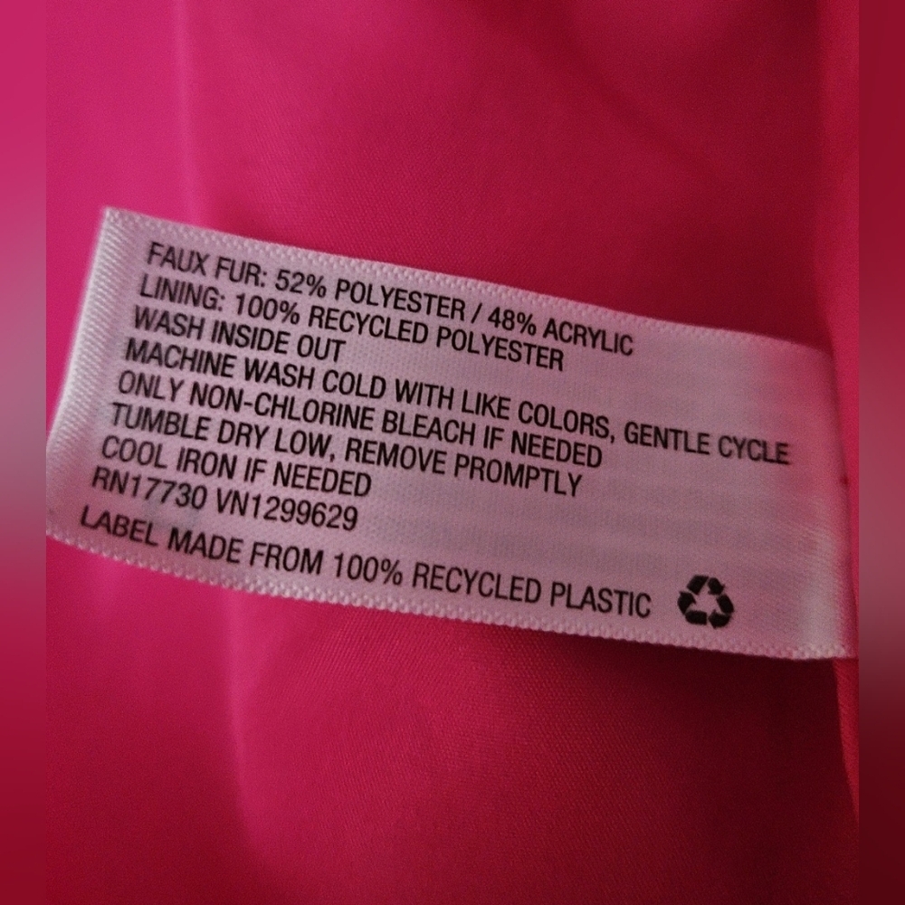 NWT Wild Fable Hot Pink Faux Fur Shag Jacket Coat Valentine's Barbie Swiftie - Picture 7 of 7